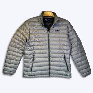 Patagonia Down Sweater Puffer Jacket Mens L Forge Grey 800-Fill Full Zip 84674